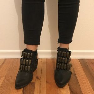 Black open back booties